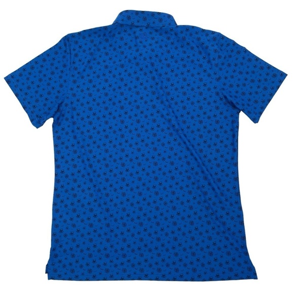 G/fore Men’s Size XL golf polo shirt all over skeleton print blue NWT - Picture 2 of 8